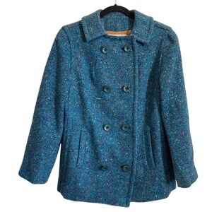 Vintage Pendelton Herringbone Wool Coat Womens Size 10 Double Breasted